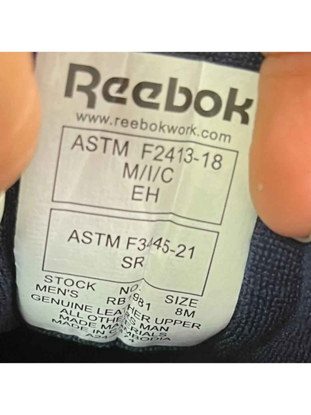 Reebok Classic Harman Mens Size 8 Blue White Composite Toe Safety Work Shoes